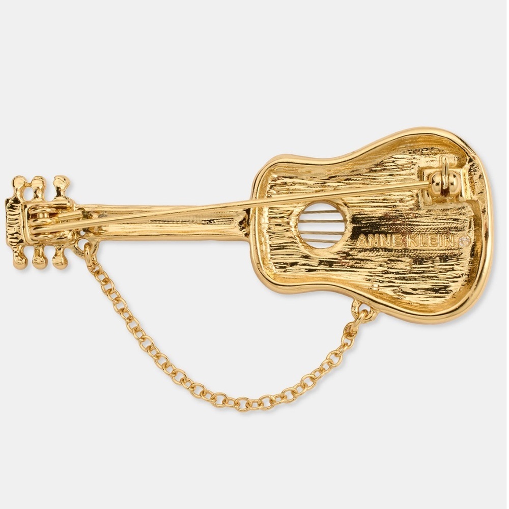 Anne Klein Mother-of-Pearl & Cup Chain Guitar Pin - Picture 3 of 4